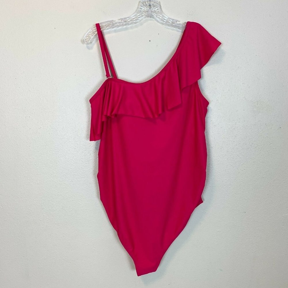 Motherhood Maternity XL One Shoulder Ruffle Swim Suit